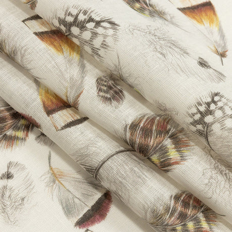 Floating Feathers Printed Linen Woven