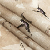 Humming Birds Printed Beige Linen Woven