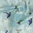 Humming Birds Printed Blue Linen Woven
