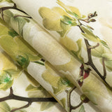 Tilted Grape Green Orchid and Tofu Printed Linen Woven