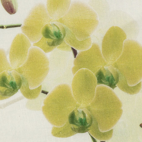 Tilted Grape Green Orchid and Tofu Printed Linen Woven