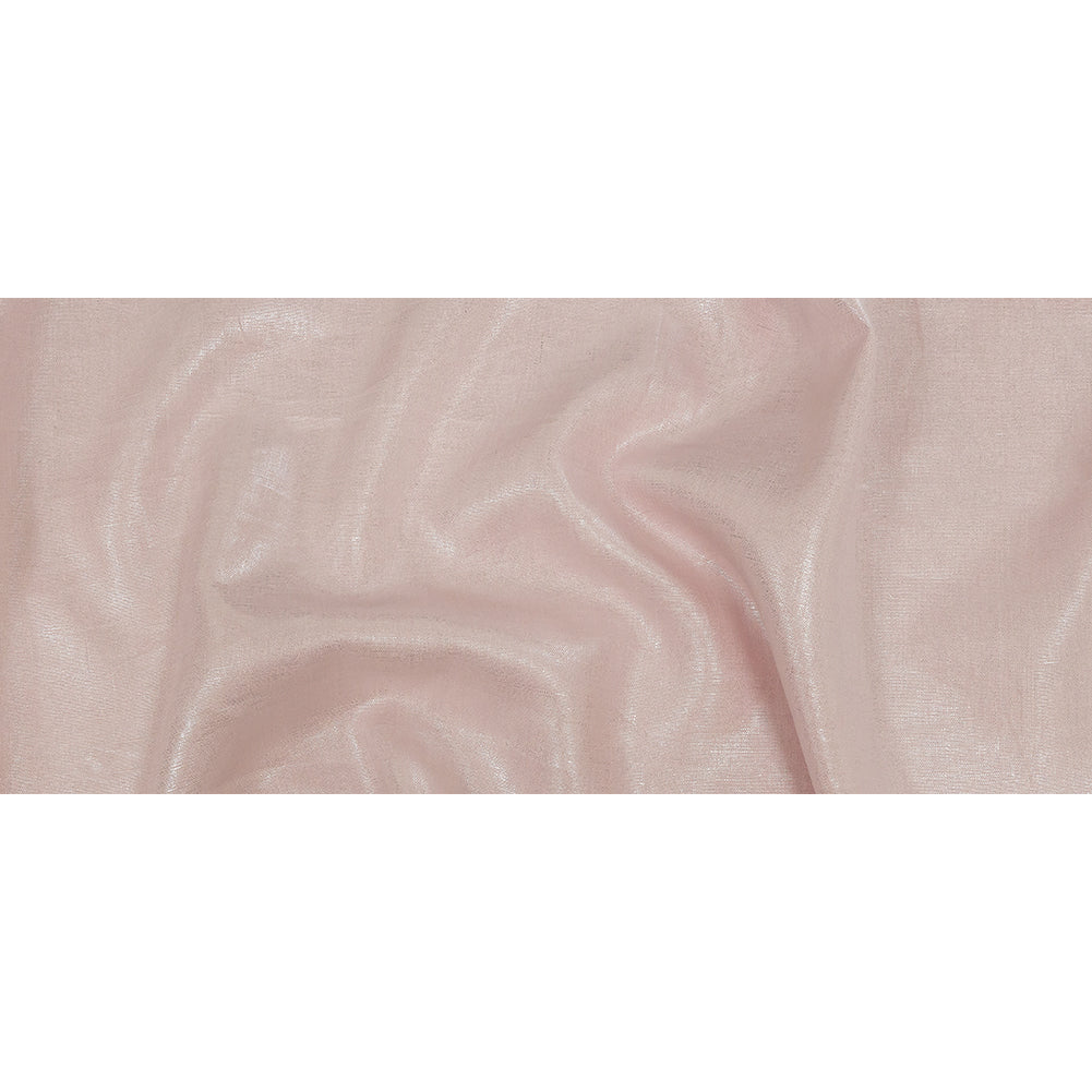 Medium Weight Linen Woven with Metallic Foiling - Light Pink and Silver - Bianca Collection