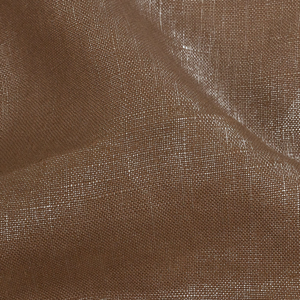 Medium Weight Linen Woven with Metallic Foiling - Raw Umber and Silver - Bianca Collection