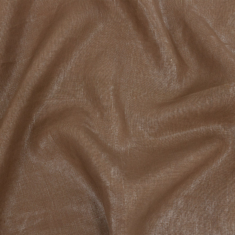 Medium Weight Linen Woven with Metallic Foiling - Raw Umber and Silver - Bianca Collection