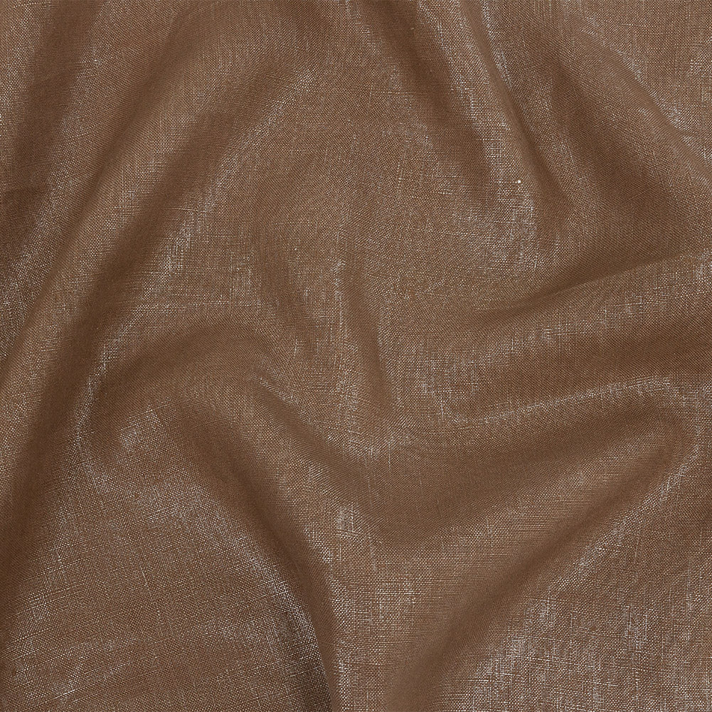Medium Weight Linen Woven with Metallic Foiling - Raw Umber and Silver - Bianca Collection