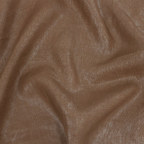 Medium Weight Linen Woven with Metallic Foiling - Raw Umber and Silver - Bianca Collection