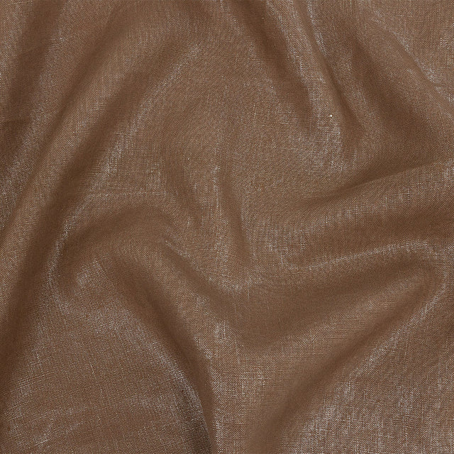 Medium Weight Linen Woven with Metallic Foiling - Raw Umber and Silver - Bianca Collection
