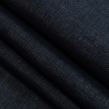 Medium Weight Linen Woven with Metallic Foiling - New Indigo and Gold - Bianca Collection