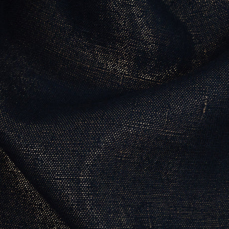 Medium Weight Linen Woven with Metallic Foiling - New Indigo and Gold - Bianca Collection