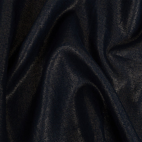 Medium Weight Linen Woven with Metallic Foiling - New Indigo and Gold - Bianca Collection