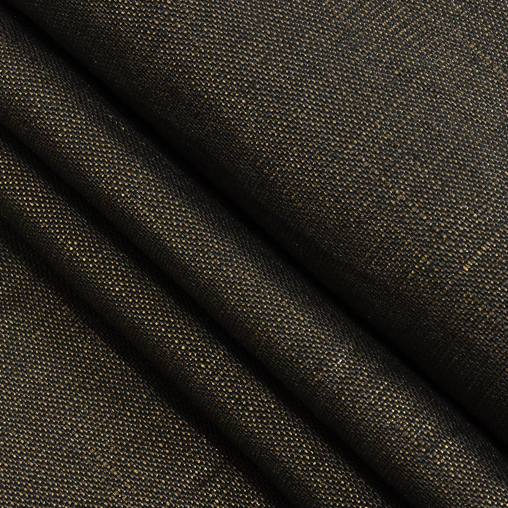 Medium Weight Linen Woven with Metallic Foiling - Smoke Grey and Gold - Bianca Collection