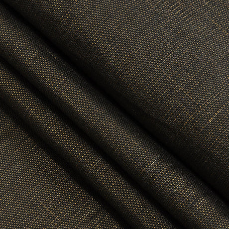 Medium Weight Linen Woven with Metallic Foiling - Smoke Grey and Gold - Bianca Collection