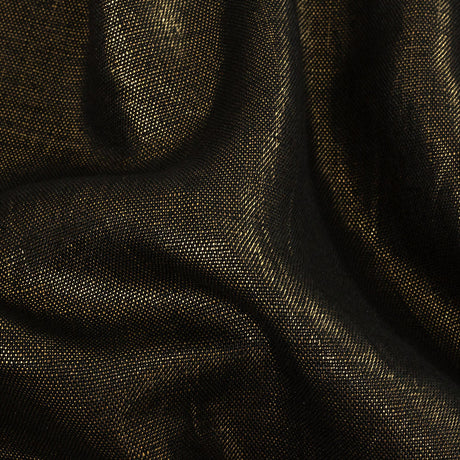 Medium Weight Linen Woven with Metallic Foiling - Smoke Grey and Gold - Bianca Collection