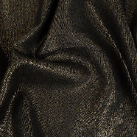Medium Weight Linen Woven with Metallic Foiling - Smoke Grey and Gold - Bianca Collection
