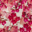 Tilted Pink Orchids and Lily White Printed Stretch Linen and Rayon Woven