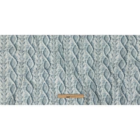 Blue Haze and Flint Stone Cable Knit Printed Stretch Linen and Rayon Woven