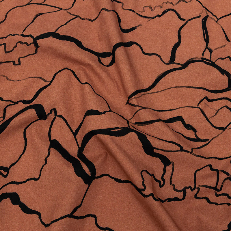 Mood Exclusive Carmine Rose Mountain Brushstrokes Cotton Poplin