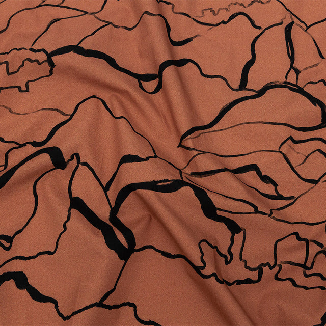 Mood Exclusive Carmine Rose Mountain Brushstrokes Cotton Poplin