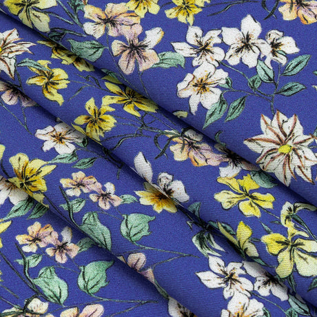Mood Exclusive Cobalt Blue Dainty Daffodils Viscose Twill