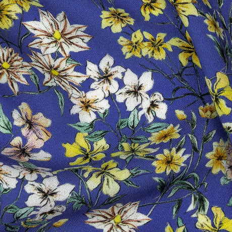 Mood Exclusive Cobalt Blue Dainty Daffodils Viscose Twill