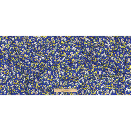Mood Exclusive Cobalt Blue Dainty Daffodils Viscose Twill
