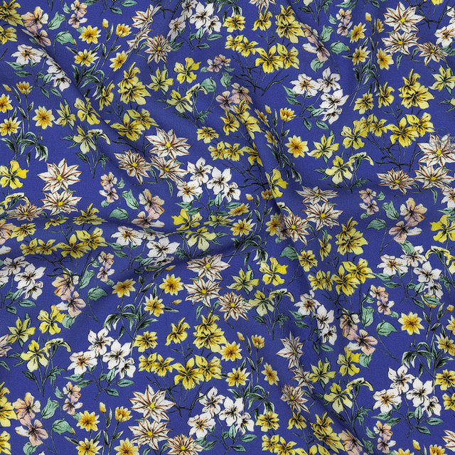 Mood Exclusive Cobalt Blue Dainty Daffodils Viscose Twill