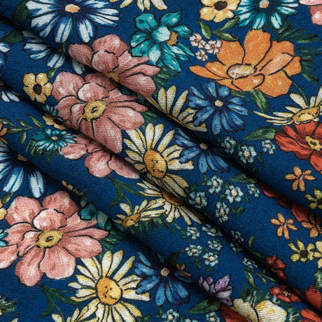 Mood Exclusive Twilight Blue Blossomed Detonation Viscose Twill
