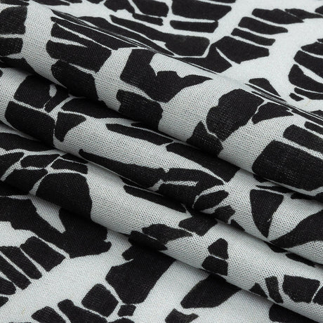 Lightweight Viscose-Linen Woven Print - Black and White Abstract - Mood Exclusive Shattered Glass