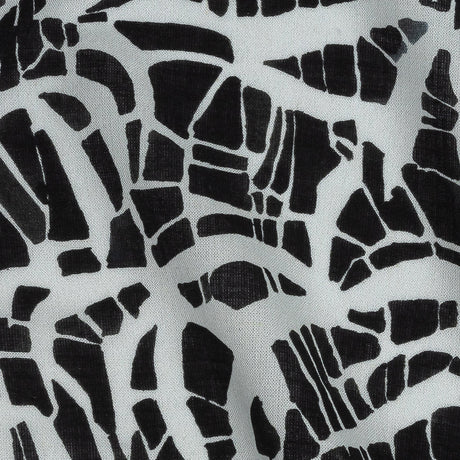 Lightweight Viscose-Linen Woven Print - Black and White Abstract - Mood Exclusive Shattered Glass