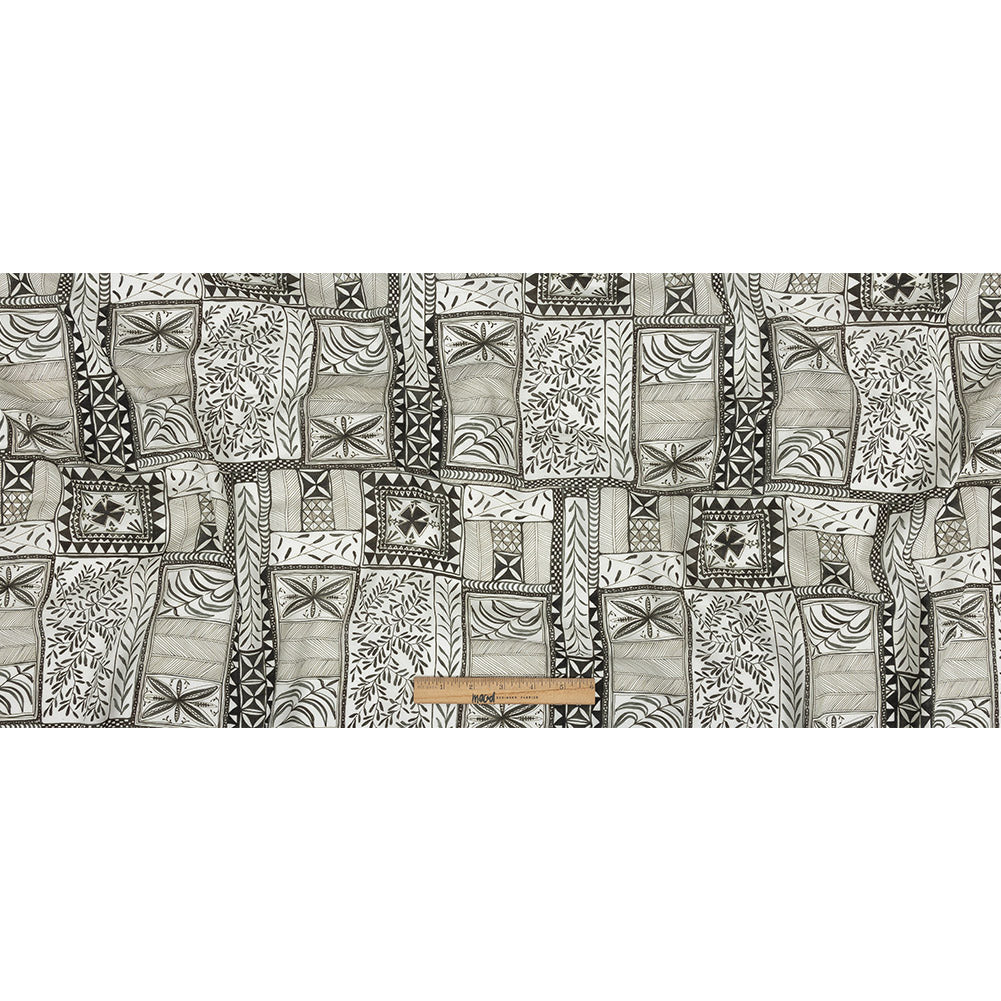 Lightweight Viscose-Linen Woven Print - Smoke Patchwork Doodles - Mood Exclusive Collector’s Botany
