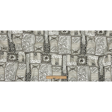 Lightweight Viscose-Linen Woven Print - Smoke Patchwork Doodles - Mood Exclusive Collector’s Botany