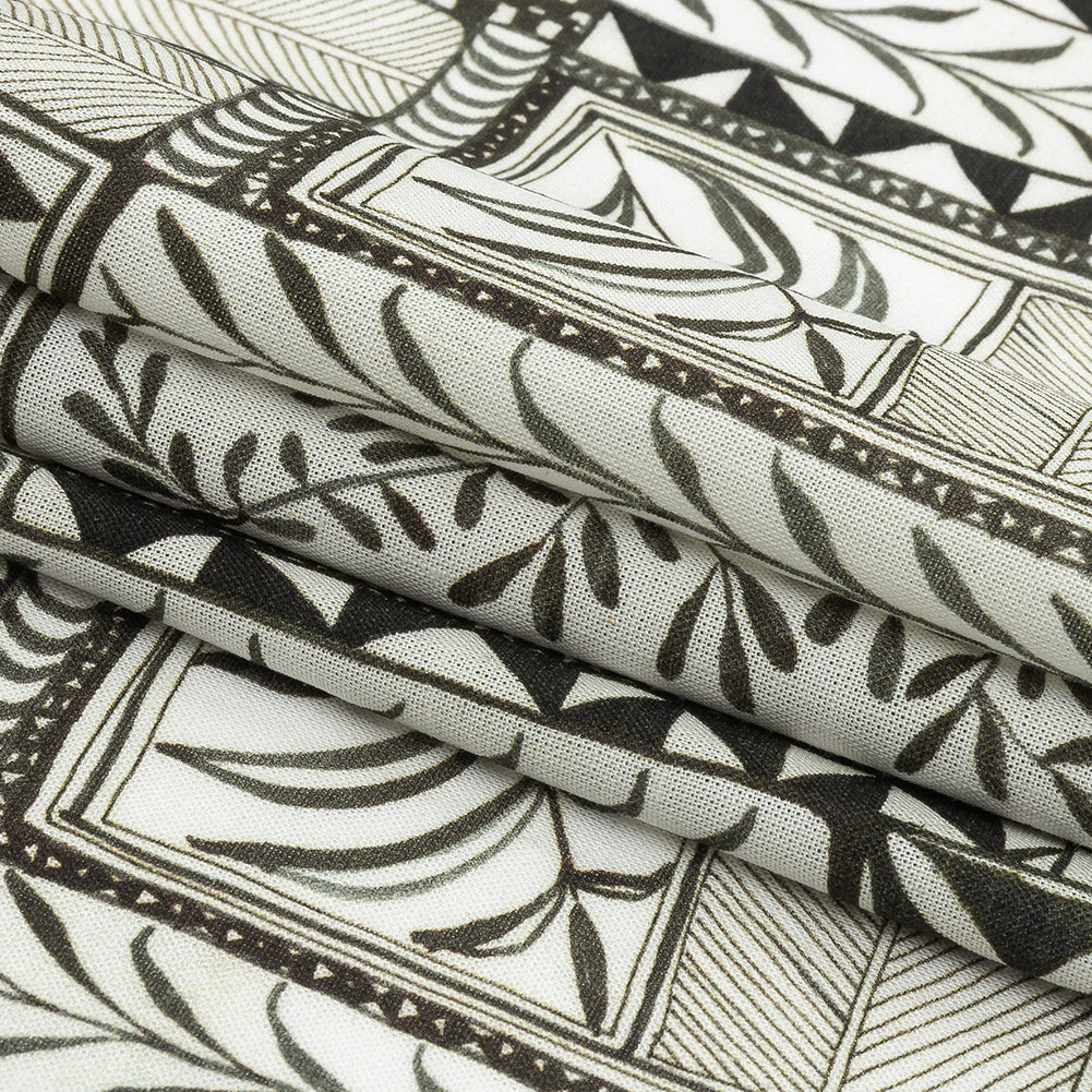 Lightweight Viscose-Linen Woven Print - Smoke Patchwork Doodles - Mood Exclusive Collector’s Botany