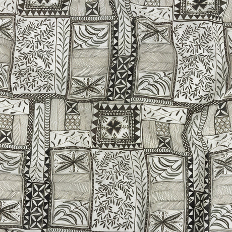 Lightweight Viscose-Linen Woven Print - Smoke Patchwork Doodles - Mood Exclusive Collector’s Botany