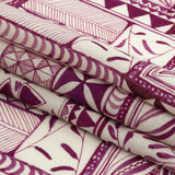 Lightweight Viscose-Linen Woven Print - Magenta Patchwork Doodles - Mood Exclusive Collector’s Botany