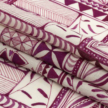 Lightweight Viscose-Linen Woven Print - Magenta Patchwork Doodles - Mood Exclusive Collector’s Botany