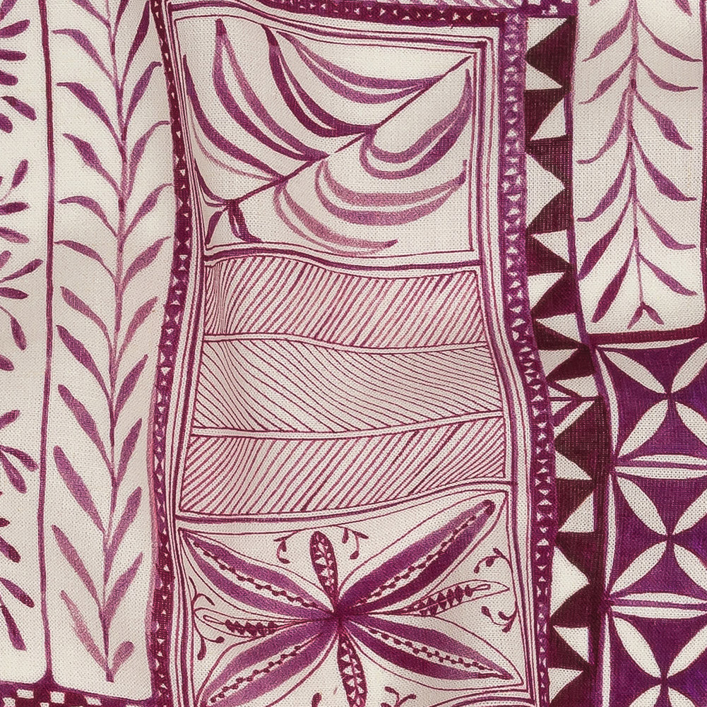 Lightweight Viscose-Linen Woven Print - Magenta Patchwork Doodles - Mood Exclusive Collector’s Botany
