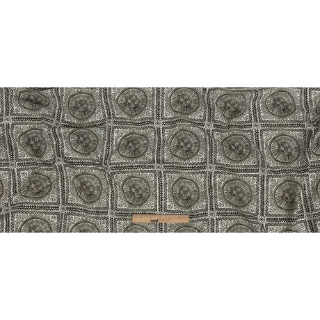 Lightweight Viscose-Linen Woven Print - Black and White Medallion and Geometric Squares - Mood Exclusive Small Heliocentric