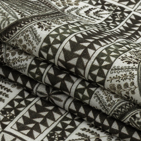 Lightweight Viscose-Linen Woven Print - Black and White Medallion and Geometric Squares - Mood Exclusive Small Heliocentric