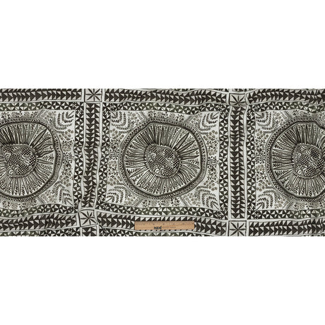 Lightweight Viscose-Linen Woven Print - Black and White Medallion and Geometric Squares - Mood Exclusive Large Heliocentric