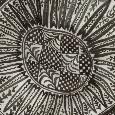 Lightweight Viscose-Linen Woven Print - Black and White Medallion and Geometric Squares - Mood Exclusive Large Heliocentric