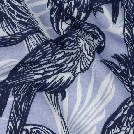 Rayon Batiste Print - Light Blue Birds and Leaves - Mood Exclusive Cockatoo Collective