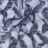 Rayon Batiste Print - Light Blue Birds and Leaves - Mood Exclusive Cockatoo Collective