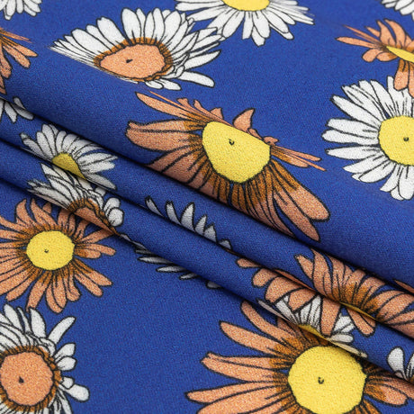 Rayon Batiste Print - Cobalt Floral - Mood Exclusive Lazy Daisy Days