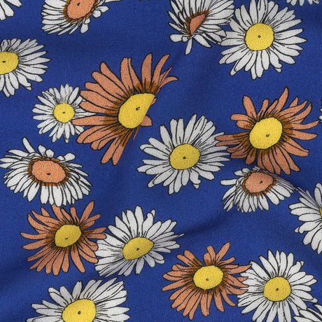 Rayon Batiste Print - Cobalt Floral - Mood Exclusive Lazy Daisy Days