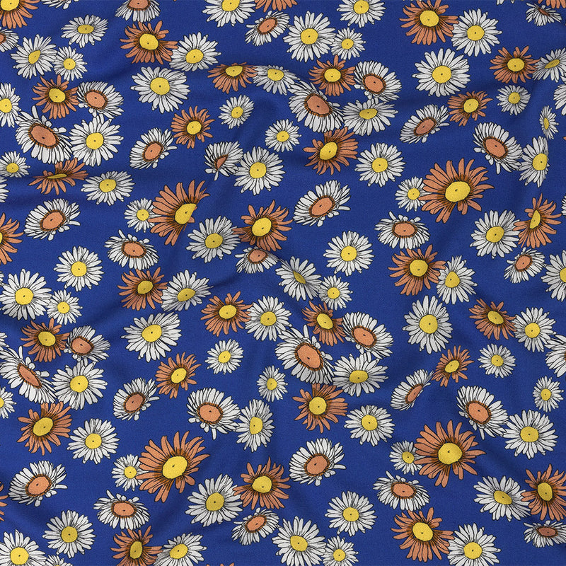 Rayon Batiste Print - Cobalt Floral - Mood Exclusive Lazy Daisy Days