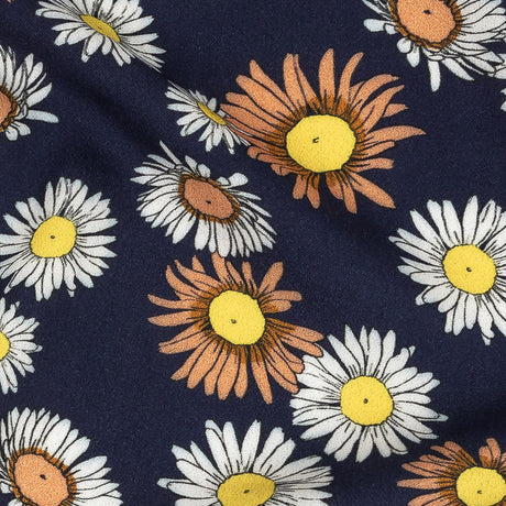 Rayon Batiste Print - Navy Floral - Mood Exclusive Navy Lazy Daisy Days