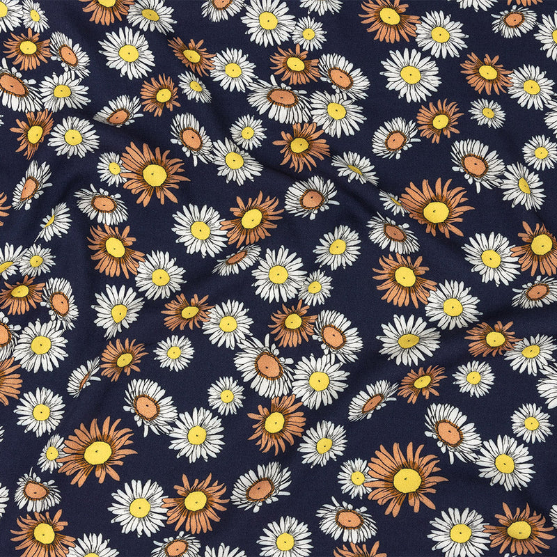 Rayon Batiste Print - Navy Floral - Mood Exclusive Navy Lazy Daisy Days
