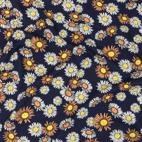 Rayon Batiste Print - Navy Floral - Mood Exclusive Navy Lazy Daisy Days
