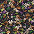 Rayon Batiste Print - Navy, Orange and Green Floral - Mood Exclusive Navy Lifeline Lilies