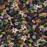 Rayon Batiste Print - Navy, Orange and Green Floral - Mood Exclusive Navy Lifeline Lilies